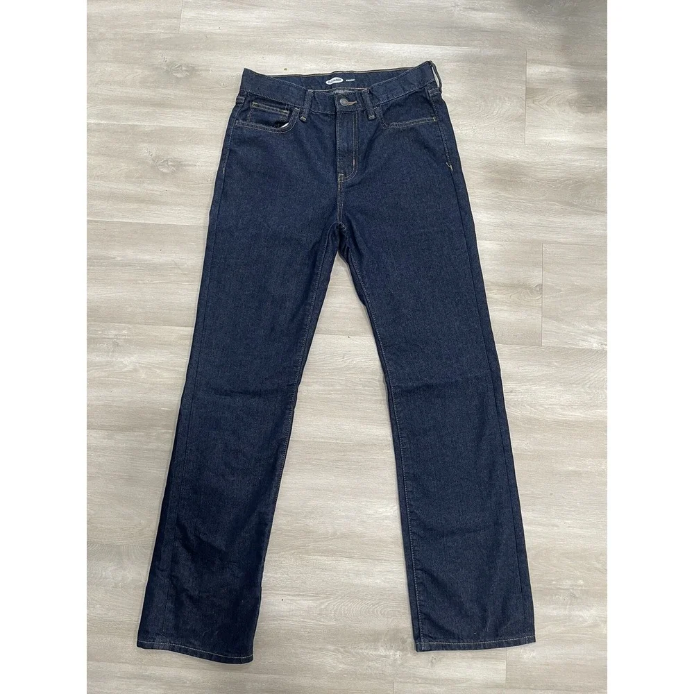 Old Navy Boys Jeans Sz 16 (28x30) Straight Leg Blue Denim Adjustable Waist Pants